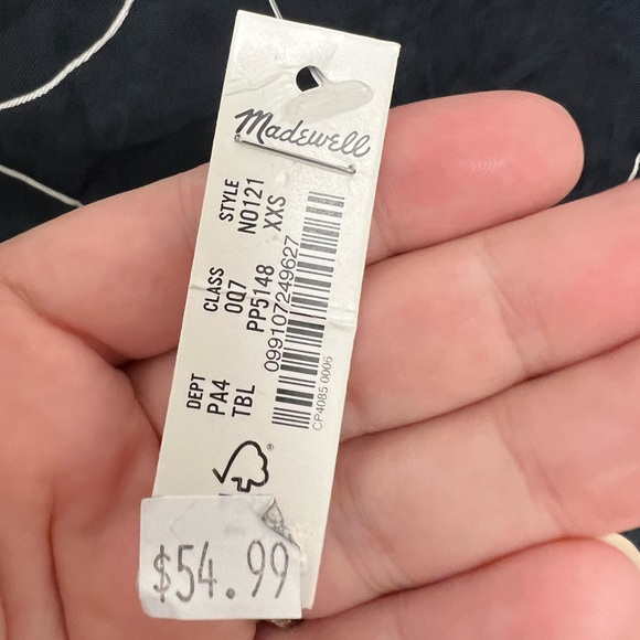 NWT MADEWELL Floral Dress Womens XXS Mini Shift NEW Black Print Bell Sleeves - Picture 6 of 6